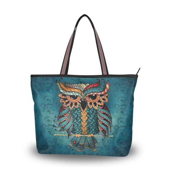 Owl Tote Purse With Pockets, Large Zier Bag XD - Picture 1 of 8